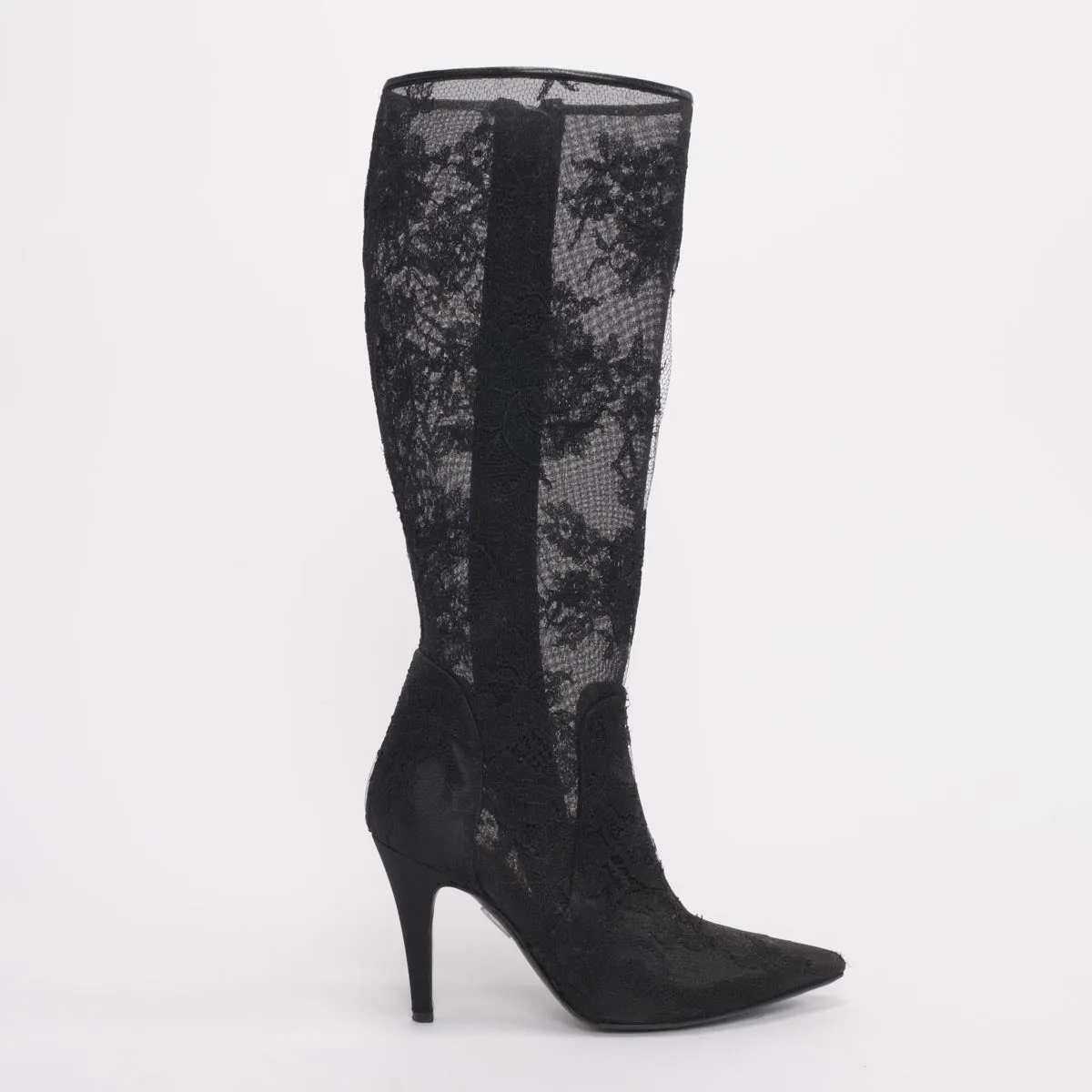 Valentino Black Lace Knee Length Boots 37