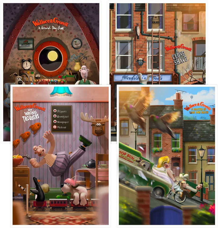 Wallace & Gromit Art Print Set