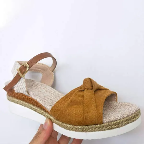 Women'S Bow Hemp Rope Wedge Sandals 31821543C