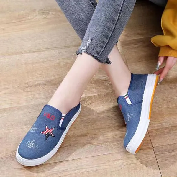 Women's Casual Slip On Flat Low Top Canvas Shoes 36933249C