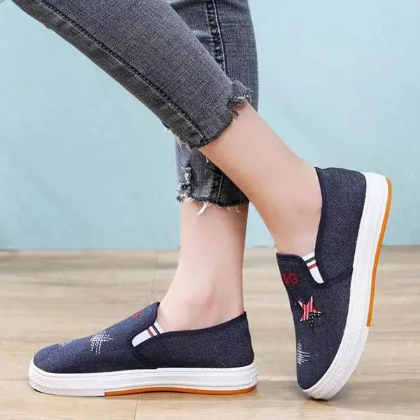 Women's Casual Slip On Flat Low Top Canvas Shoes 36933249C