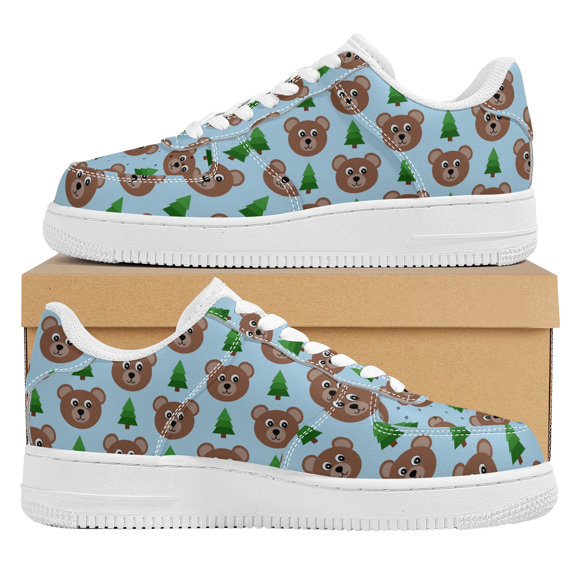 Woodsy Bear Low Top Unisex Vegan Leather Sneakers