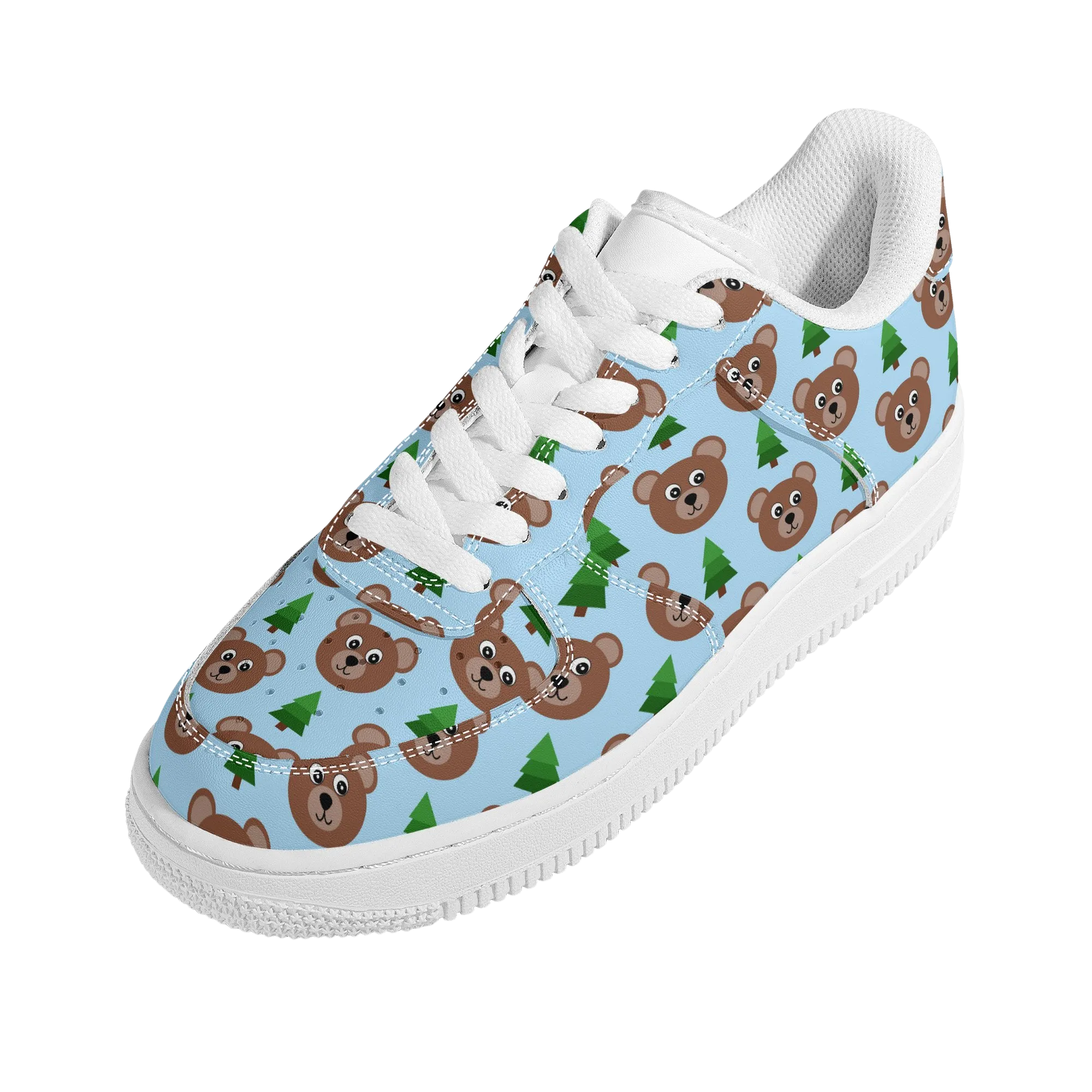 Woodsy Bear Low Top Unisex Vegan Leather Sneakers